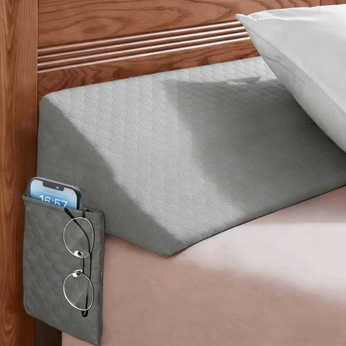 bed wedge pillow for headboard filler 0 5 high density foam prevents pillows items from falling large storage pockets