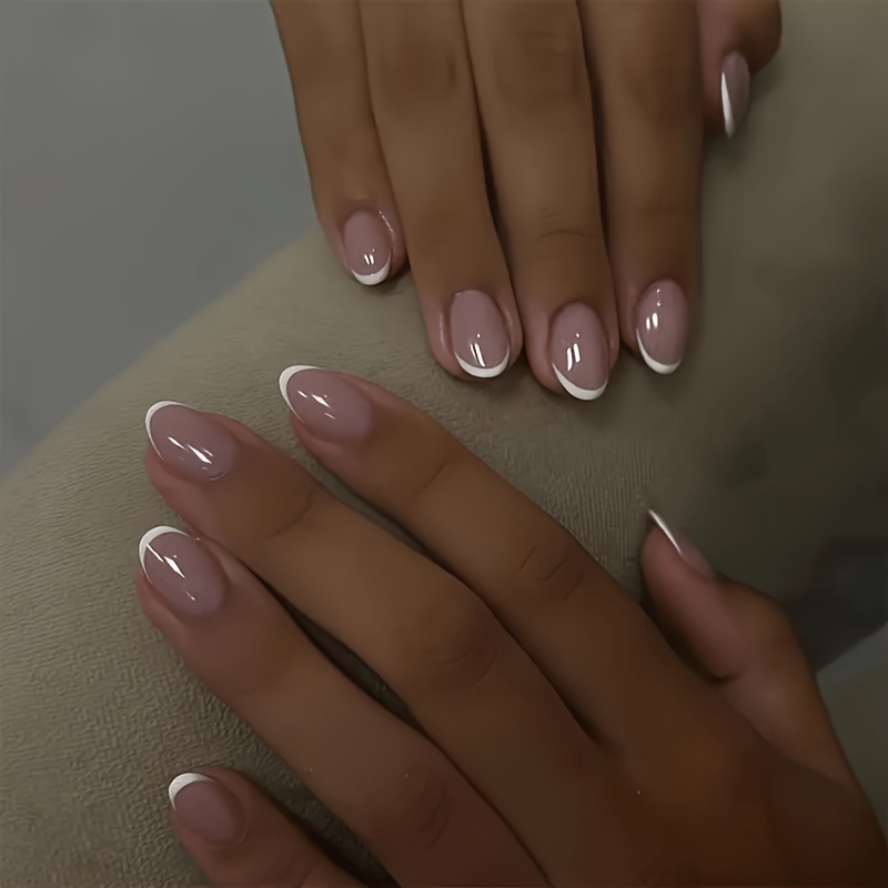 TEMU 48 uñas postizas cortas, color nude , , fáciles de aplicar, uñas encantadoras de moda para mujer, ideales para a día