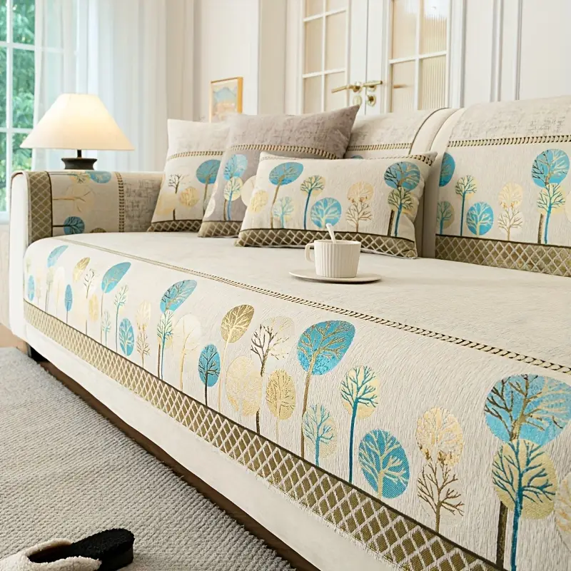 1pc light luxury sofa couch cover pet geometric embroidery sofa slipcover universal anti slip sofa cover furniture protection cover suitable for bedroom office living room decoration Product details 0