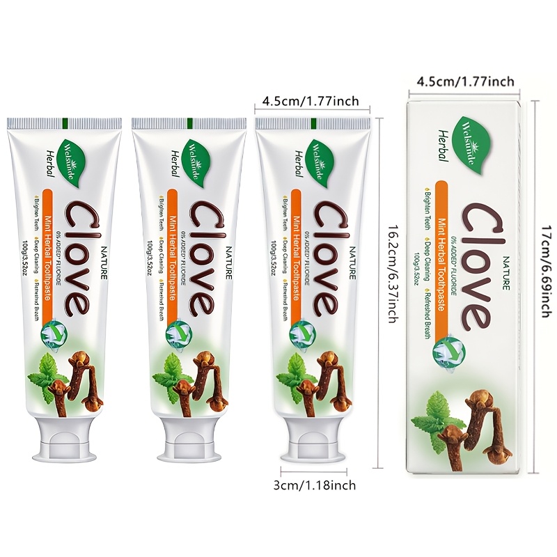 3pcs Clove Mint Herbal Toothpaste for Deep Cleaning