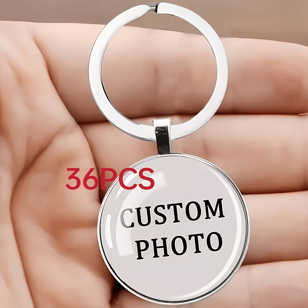 TEMU [Personalizzato] Set da 36 portachiavi in vetro Gemma del Tempo sfusi, personalizzabili con LOGO, foto di famiglia, foto di animali domestici,
