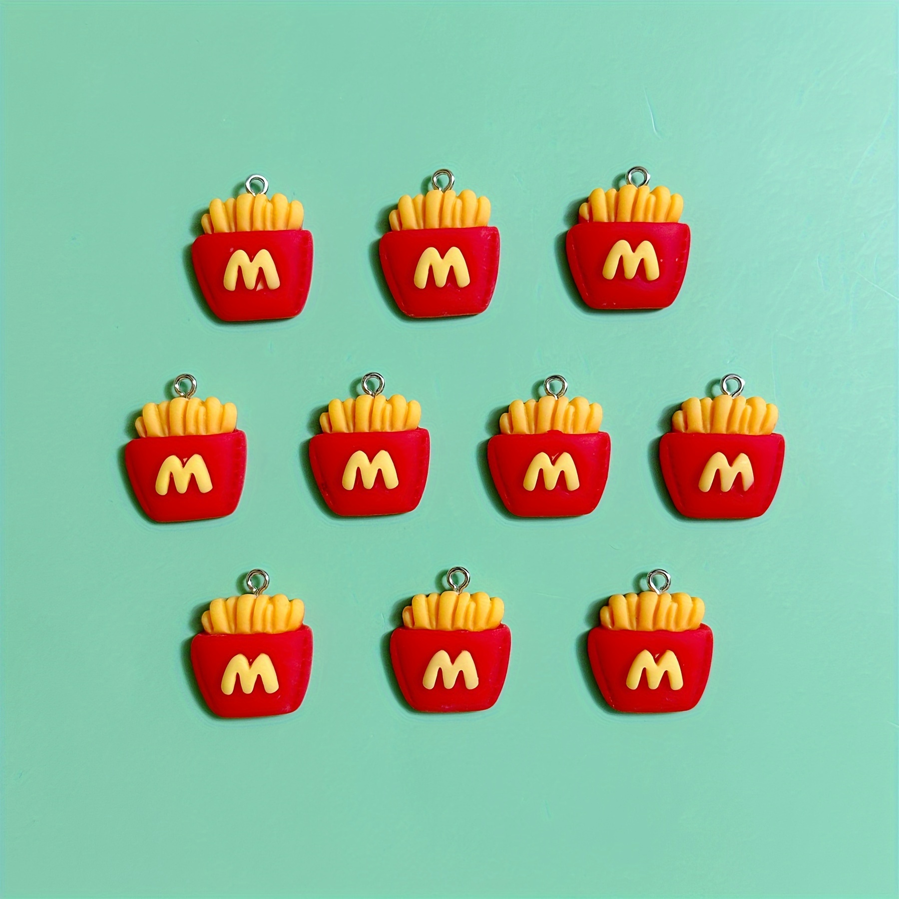 

10-piece French Fries Charms Set, Handcrafted Resin Pendants For Jewelry Making, Creative Gift For Earrings, Necklaces, Bracelets, Keychains, And Bag Accessories