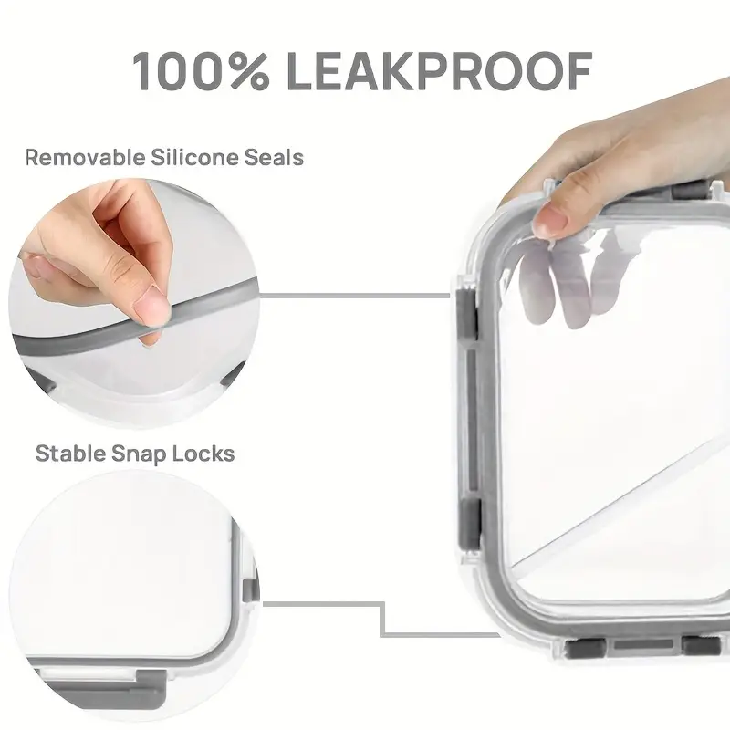 10 pack glass food storage containers with lids meal prep pantry kitchen storage containers for lunch leak proof airtight glass lunch bento boxes for microwave oven freezer and dishwasher Product details 2