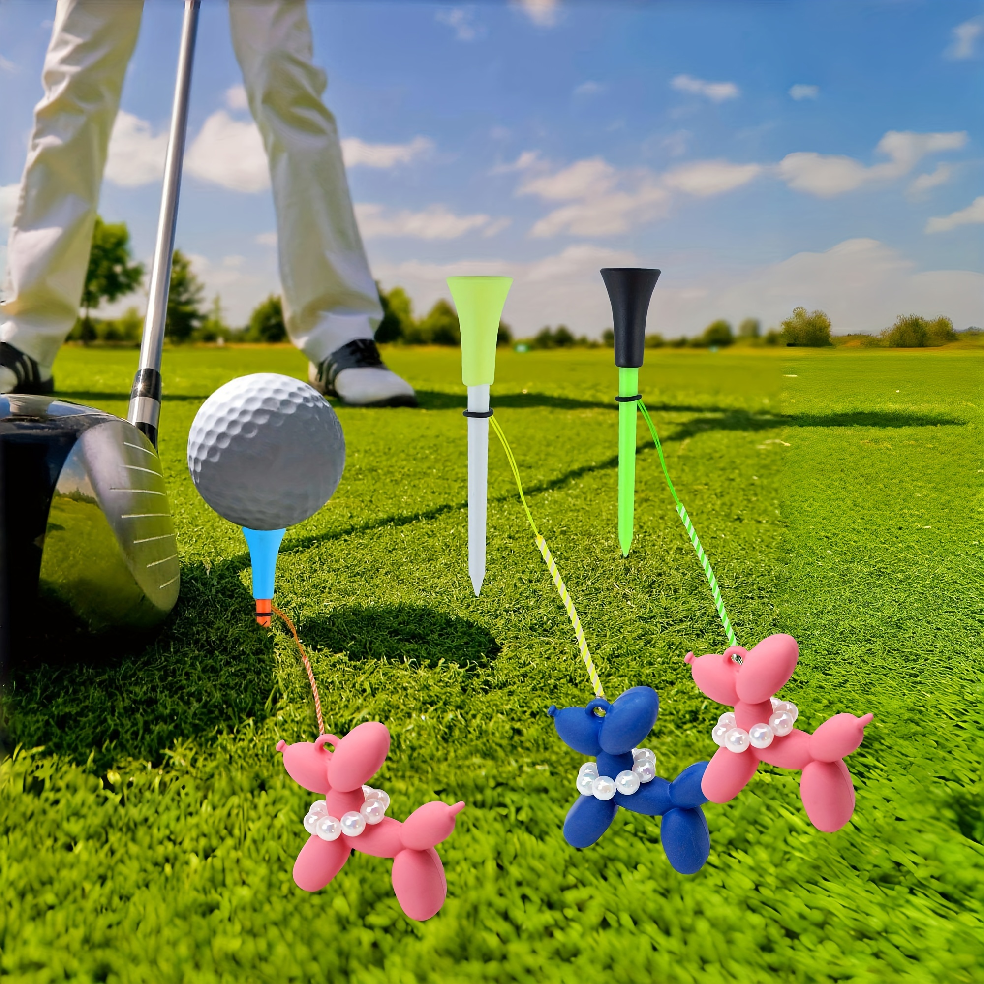 Golf Ball Holder Tees with Cord, 2pcs Novelty Anti-Lost Golf Tee Stand,  Durable PP Material, Ideal Gift for Golf Lovers, Christmas, Thanksgi