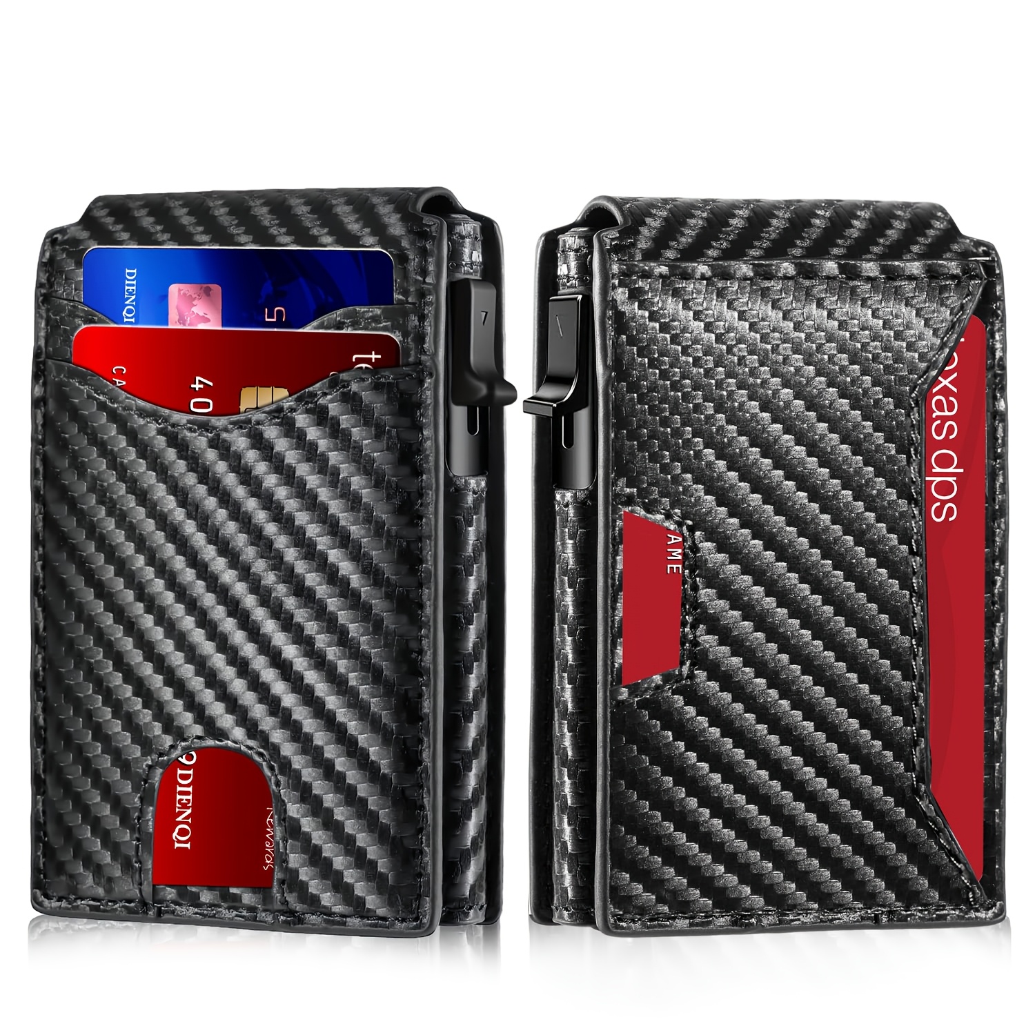 TEMU Fashionable Men's Rfid Anti-theft Pop-up Wallet Card Holder Metal Credit Card Case Id Holder Multi-functional Pack