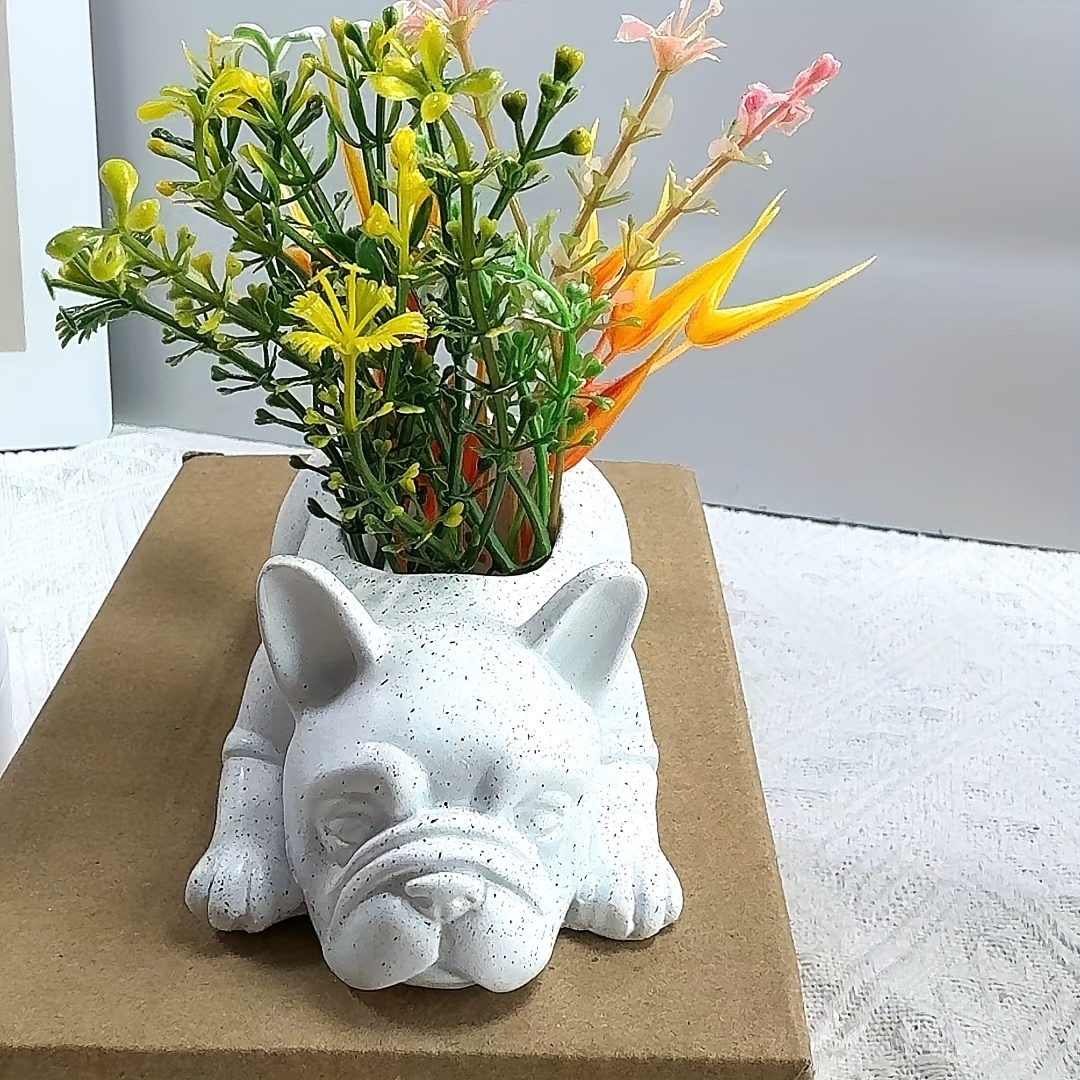 Image of Independent Style Succulent Puppy Planter Ornament Resin Craft Flower Pot Garden Yard Decor Gardening Gift Home Decor