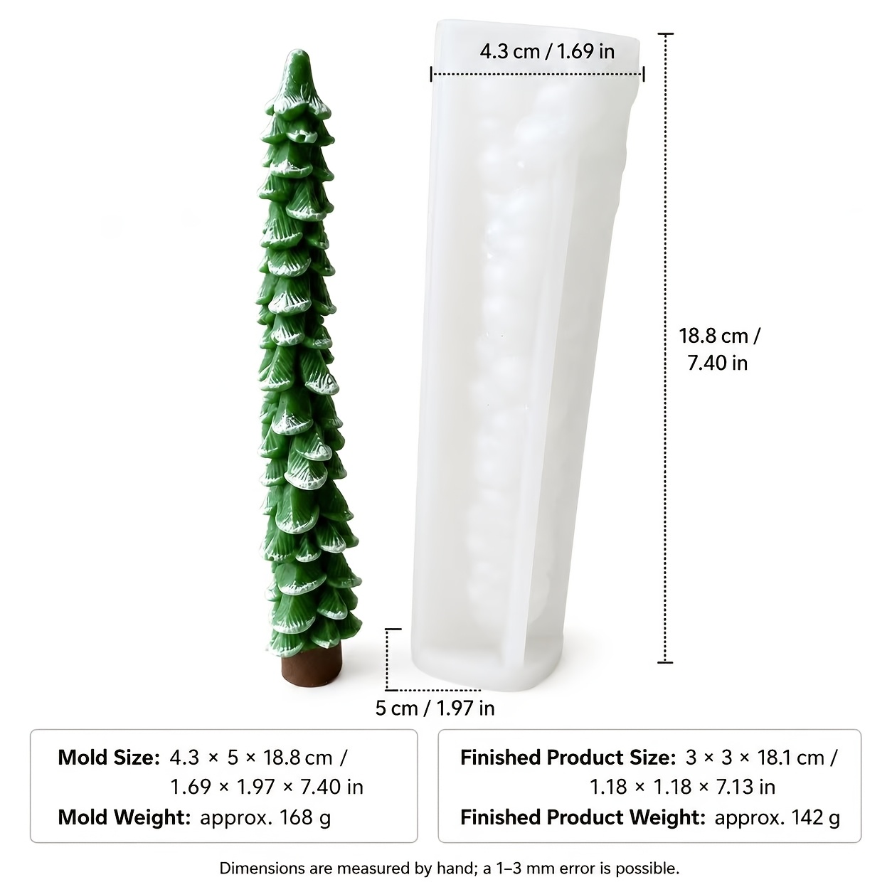 Image of 1pc Candle Mold, Christmas Tree Shaped Long Stick Candle Mold, Soft High- Material Easy Demolding Reusable, Compatible With Paraffin Wax, Soy Wax, Gypsum