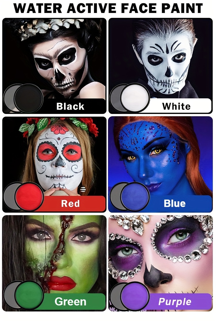 6 Kunst- & Gesichtsmalfarben-Pinsel Aus Nylon – Weich, Hautfreundlich – Für Halloween, Körperkunst, Make-up & Aquarellmalerei