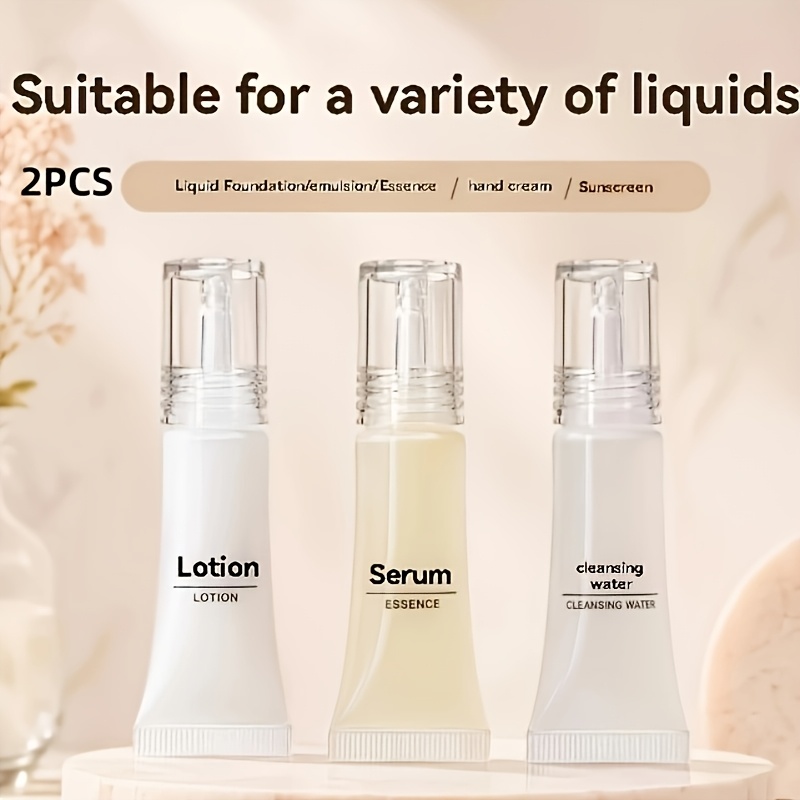 TEMU 2pcs Portable Makeup Remover Oil Travel Cosmetic Liquid Foundation Refill Bottles, Small Bottles With Dropper Tips For Serum And Lotion