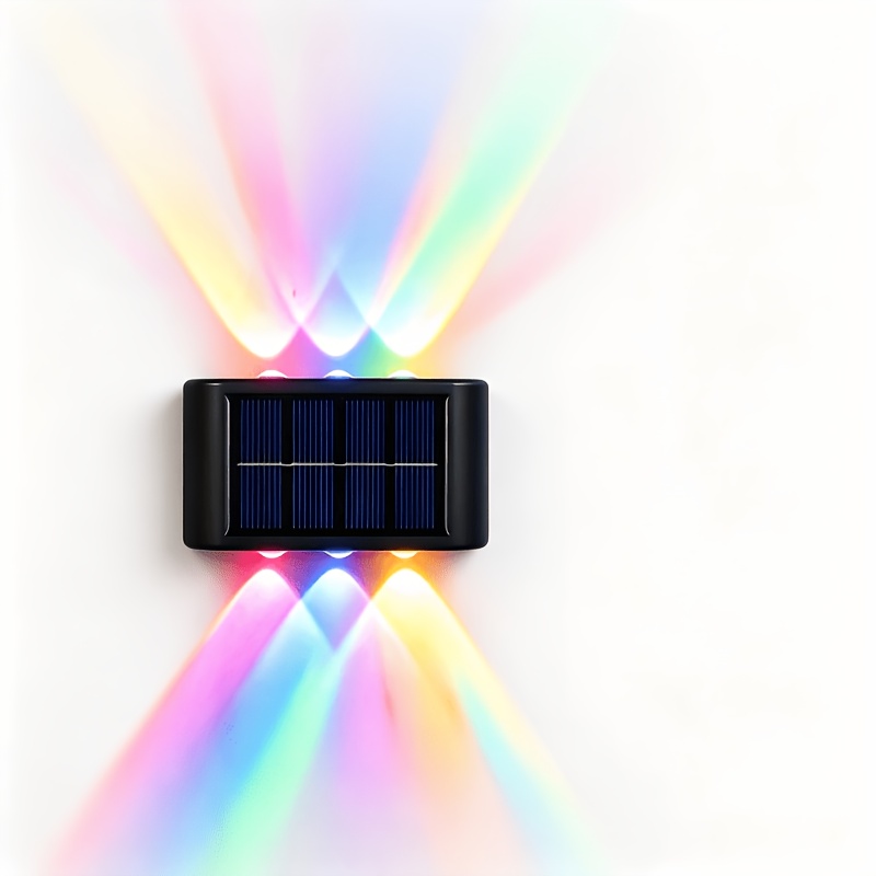 TEMU Applique Murale Extérieure Solaire RGB avec Capteur de Lumière Intelligent, Rechargeable et à Changement de Couleur Automatique, Se Recharge à