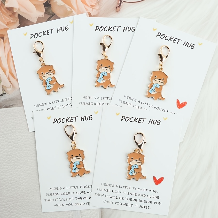 2d Flat - A 2d Cute Otter Keychain In Sets Of 1, 2, Or 5, With A Pocket Hug Encouragement Card. Animal-themed And Makes A Perfect Adorable Gift For , Brothers, Or , As A Decorative Charm
