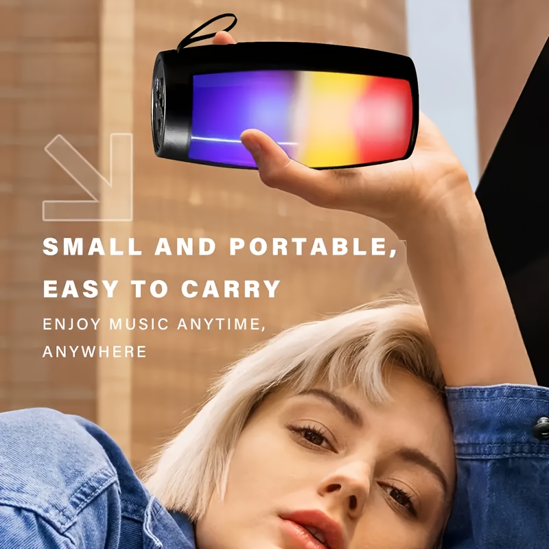 Altavoz Inalámbrico Portátil SoundWave | 7.19cm*14.78cm con Luces LED Rich, Batería de Larga Duración, Carga USB, Entrada AUX y Tarjeta TF, Conexión Inalámbrica, Efectos de Iluminación RGB, Ideal para Regalos de Navidad y Cumpleaños