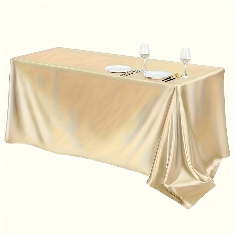 Elegant Golden Tablecloth - Rectangular Satin Tablecloth, Suitable For Winter, Christmas, Weddings, Banquets, Party Events - Tablecloth