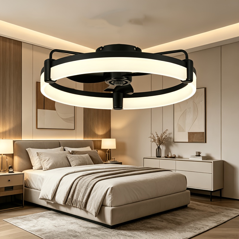 Mexllex Ceiling Fans With Lights And Remote, 20.3inch Low Profile Ceiling Fan, 6 Speed Settings, 3000-6000k Dimmable Modern Flush Mount Led Fan Light, Motor, Black Ceiling Fans For Bedroom