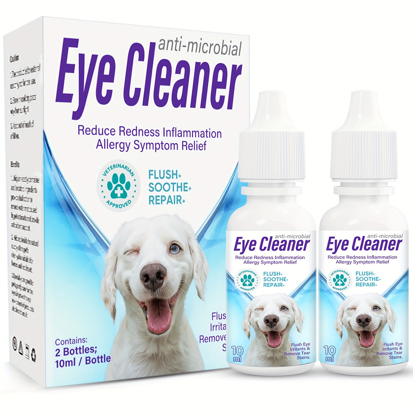 

Dog Are Used To Treat Dog Eye Infections, With High Comfort And Long-lasting . They Require Minimal Use And Are Used To Clean Tear Stains, Remove Eye Stains, And Dryness