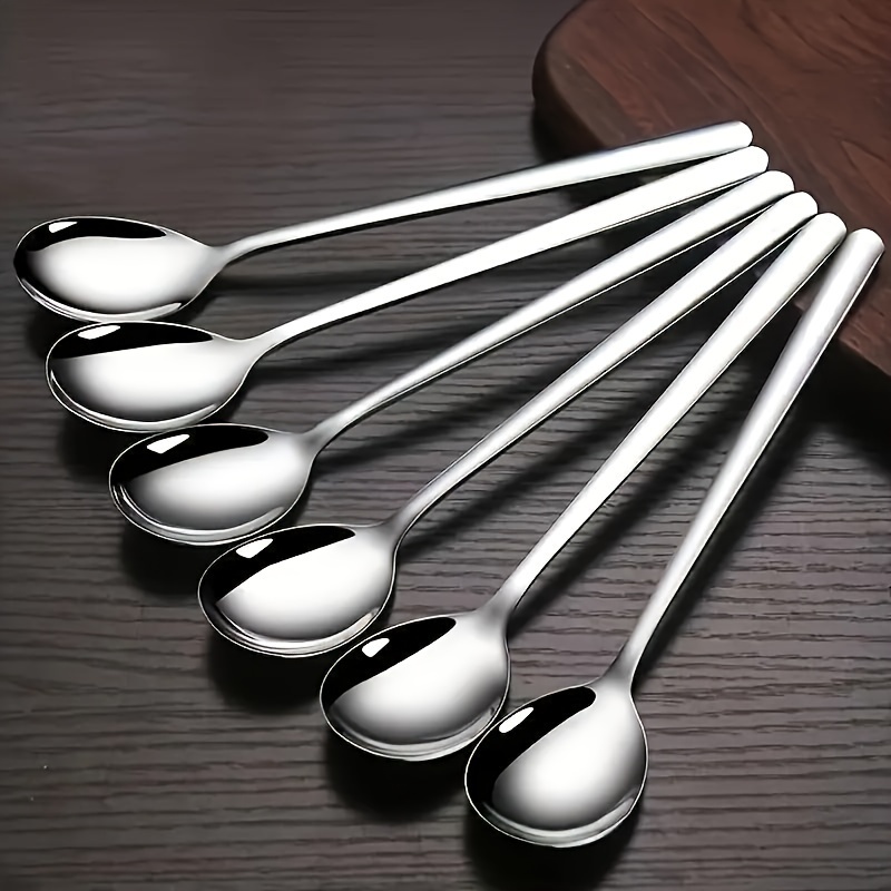 E-shop 6 Stück Koreanische Edelstahl Löffel, , Reismischlöffel, Kaffee Dessertlöffel, Spülmaschinenfest, Langlebig, Geeignet für Restaurants, Küchen,