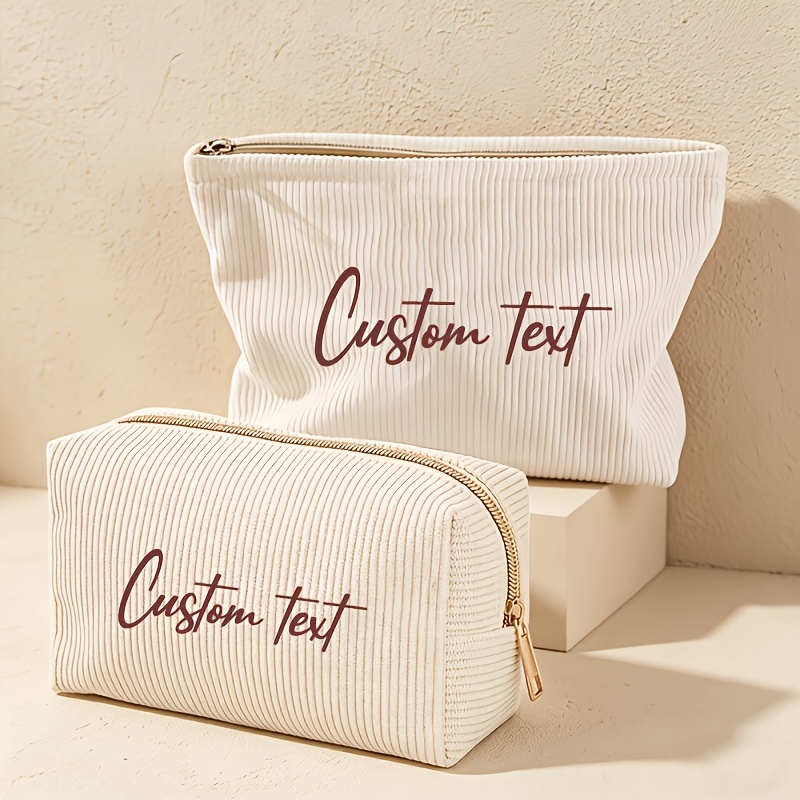 TEMU 2pcs Set Of Optional Easy All-match Combination Women's Toiletry Bag, Customizable Name/text Content Lightweight Foldable Multifunctional Makeup