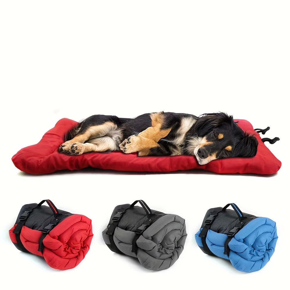 

[top-] 1pc Portable Dog Mat - Polyester, Thickened & , Rectangular , Moisture- , For Camping, Suitable For Small To Breeds,