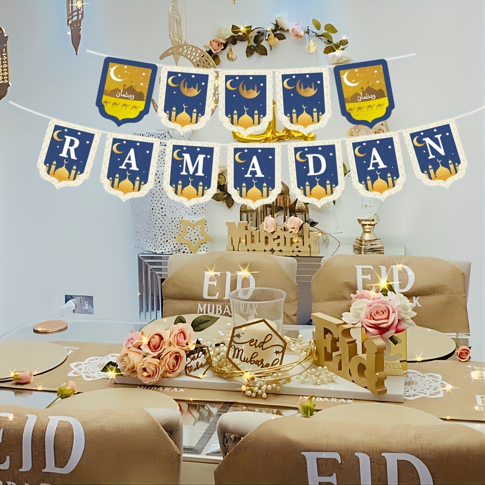  Krismax Decoraciones de Ramadán para el hogar, 2024, 2 piezas,  decoraciones de Ramadán, adornos colgantes de Ramadán, decoración de pared,  decoración de fiesta de Ramadán, decoraciones colgantes de Eid : Hogar