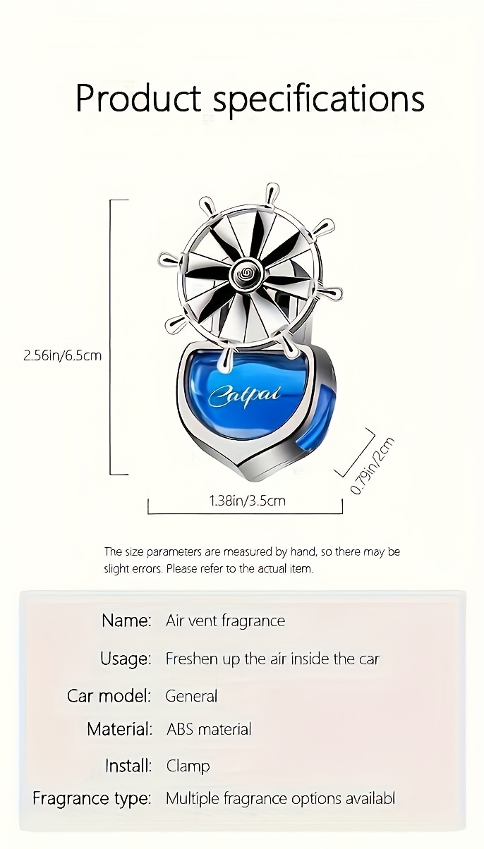 set of 3 car scent diffusers featuring a windmill design     air fresheners are perfect for your vehicles air vents   provide a long lasting liquid perfume fragrance enhancing your cars interior while being   Product details 10