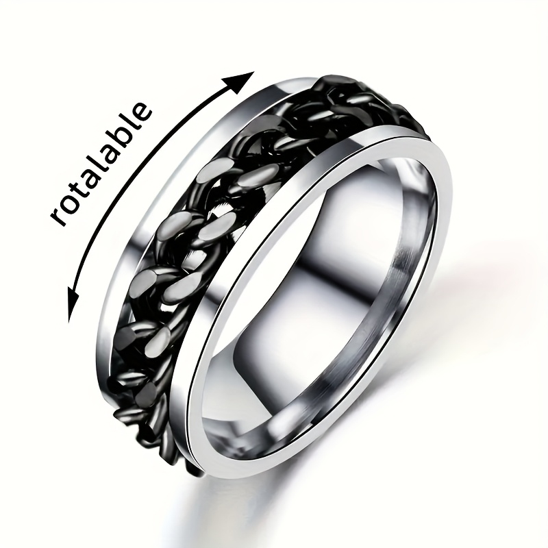 4 cool mens rotating chain links casual stress relieving   stainless steel rings exquisite mens accessories jewelry daily wear banquets parties holidays birthdays weddings anniversaries gifts souvenirs Product details 4