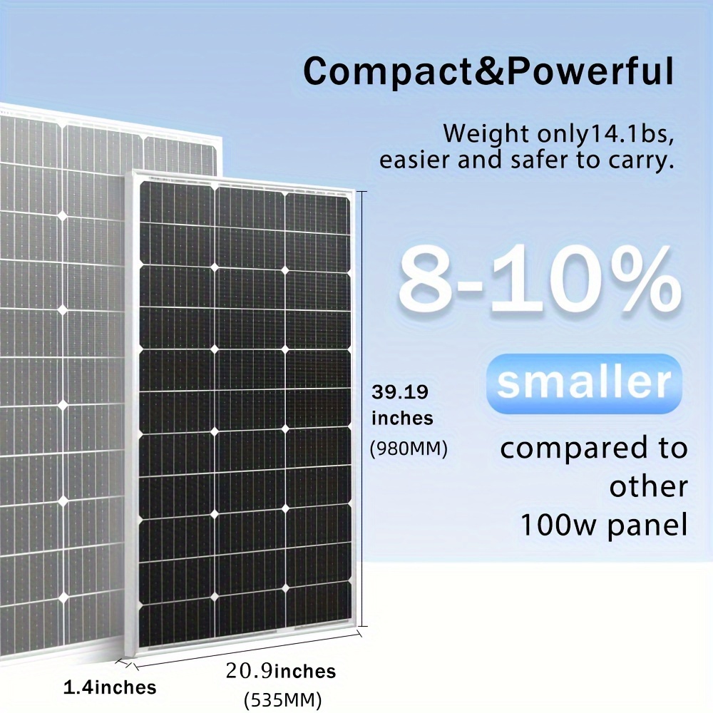 

Panneau solaire 18V 100W en verre rigide, solaire monocristalline 12BB, câble solaire de 90cm, kits maison 1000w pour camping-car, bateau et voiture.