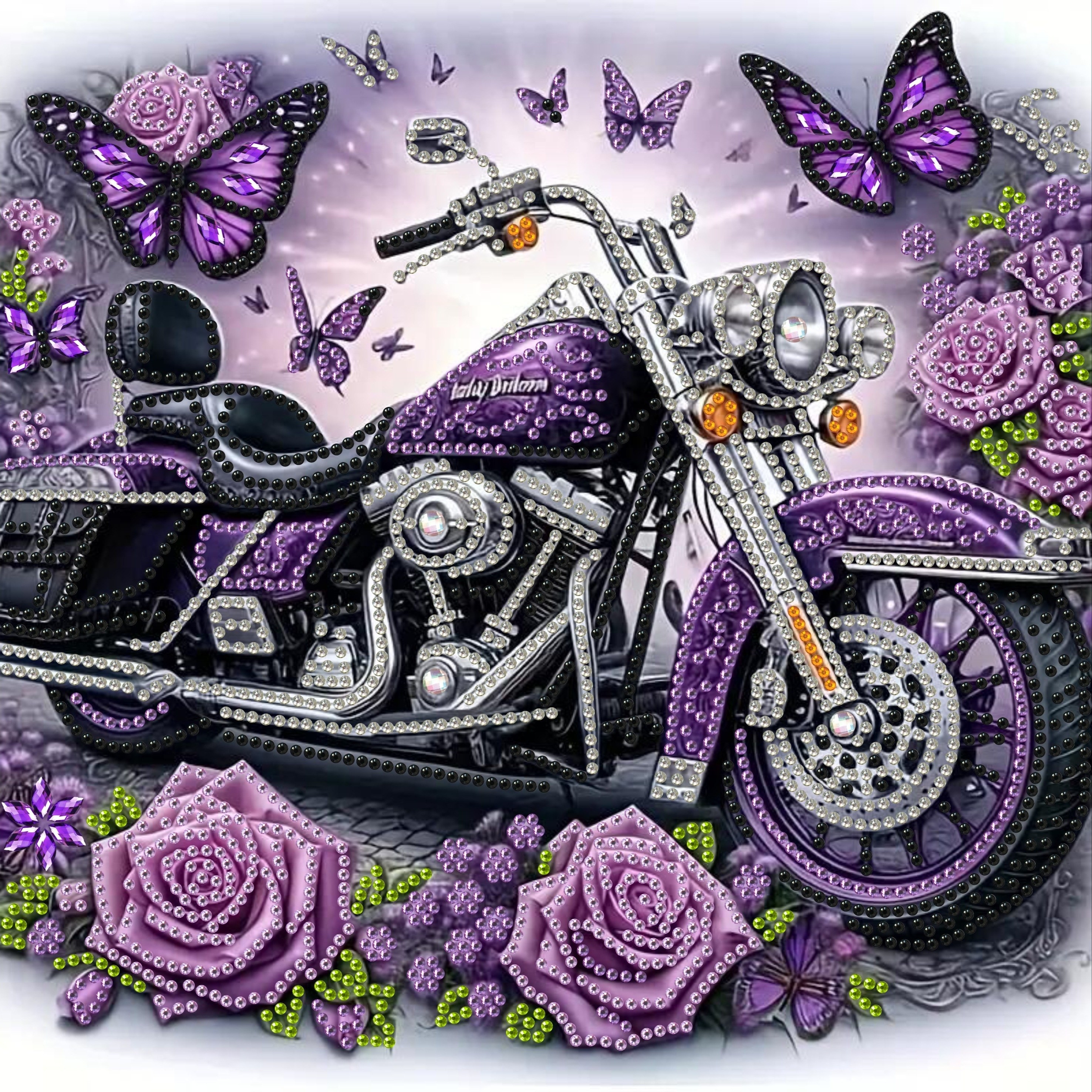 

5d Diamond Painting Kit - Motorcycle & With Special Shaped Diamonds, Diy Embroidery Art, Wall Decor, 11.81x11.81 Inches - Includes Tools And Acrylic Diamonds