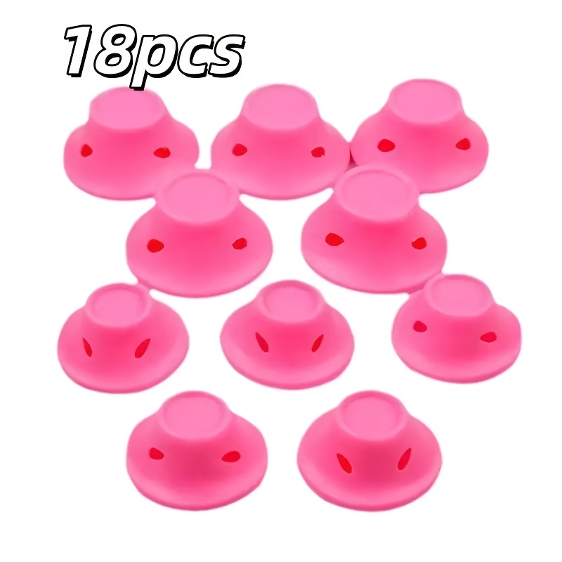 TEMU 18pcs Mushroom Hair Curlers, No-heat Sleep-in Curlers, Soft Pink Lazy Hair Curling Tool, Suitable For Long And Short Hair, Unisex