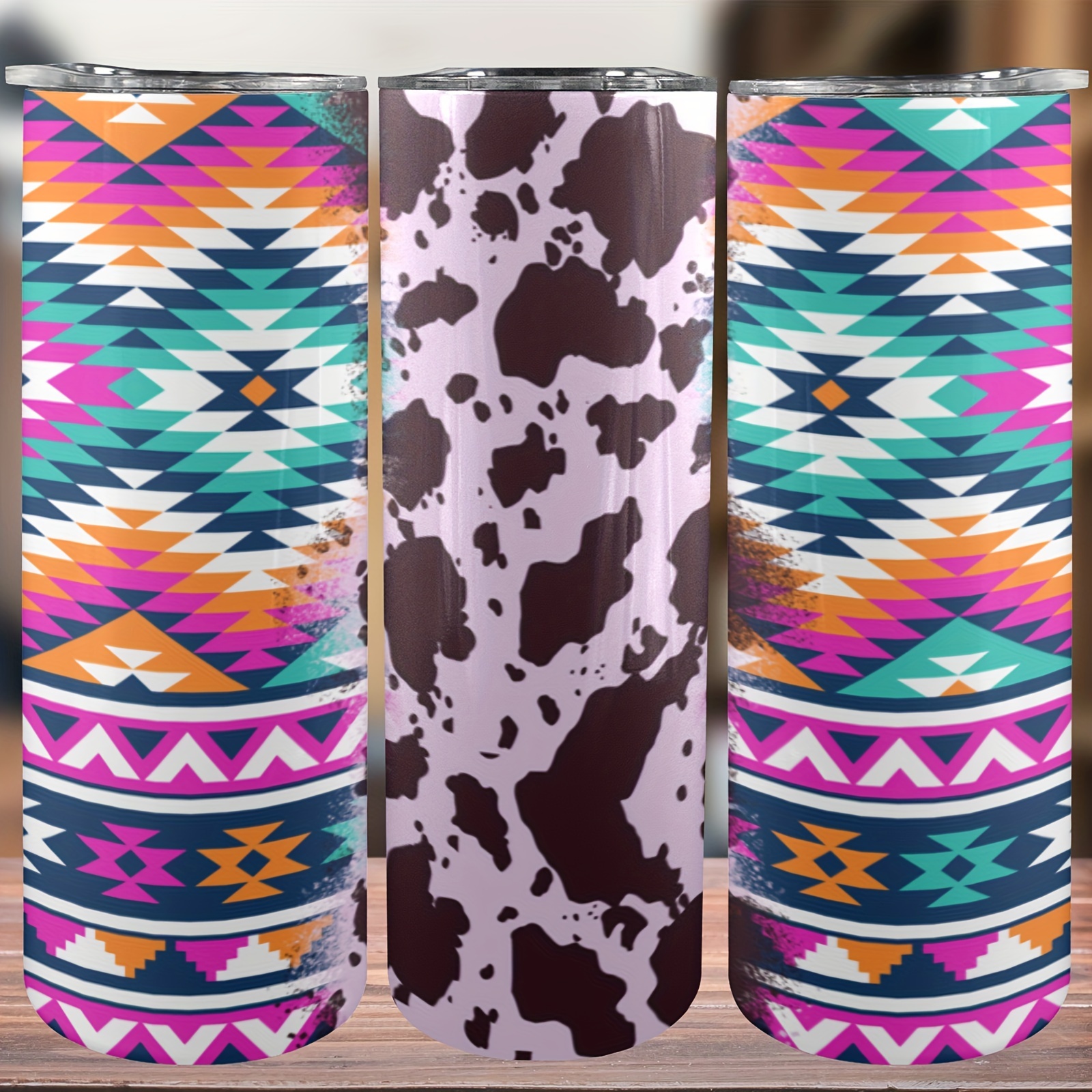 

20oz Insulated Stainless Steel With Lid - Cowhide Aztec Design, All & Travel