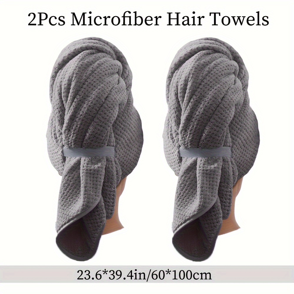 E-shop 2 Stück Extra Große Mikrofaser Haartücher, Elastische Bänder, Gute Saugfähigkeit, Weich Bequem, Geeignet für Verschiedene Haartypen, mit Krausem