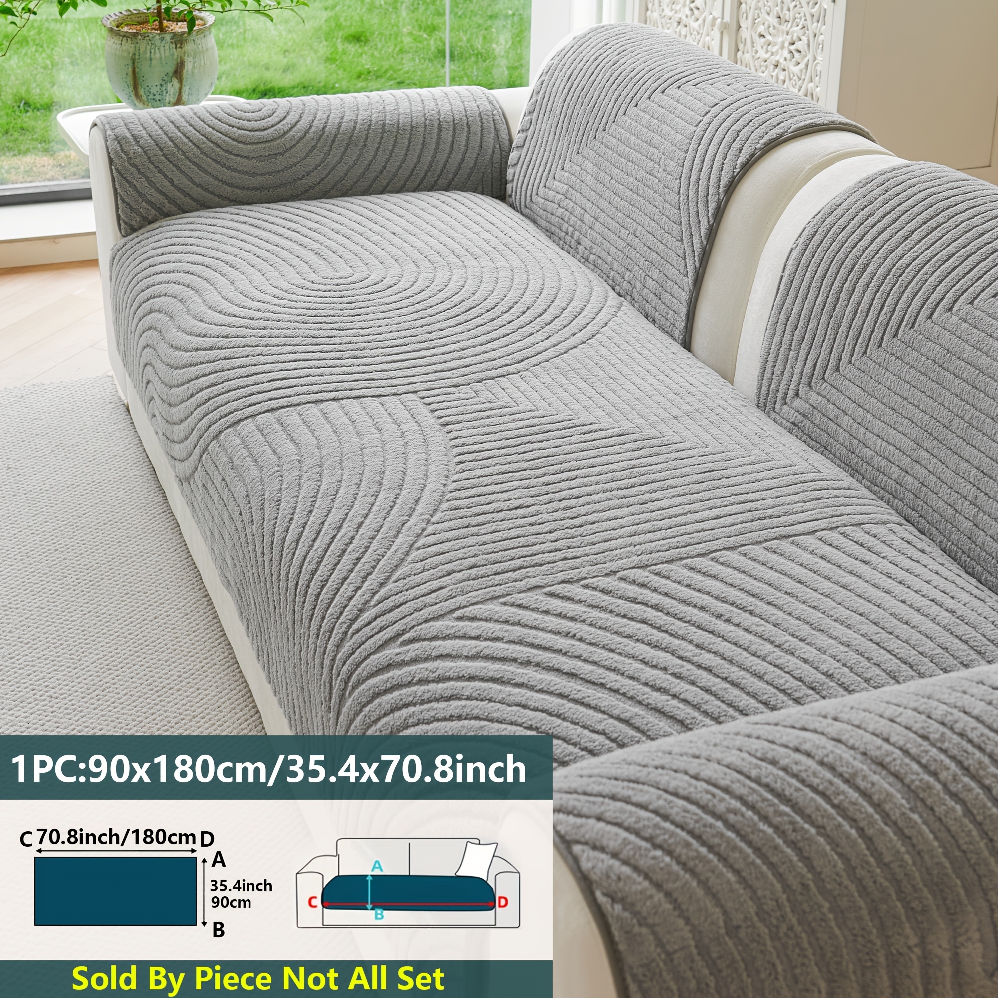 TEMU 1pc Modern Soft Velvet Sofa Cover, Plush Solid Jacquard Seat Cover, Seat Cushion, Anti-scratch, Pet-friendly, Machine Washable Material, With
