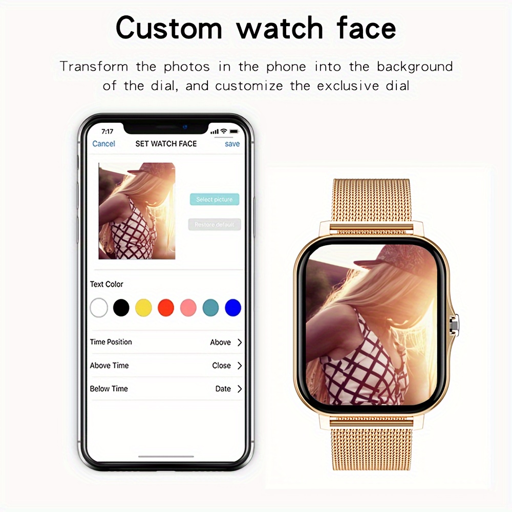 1 85 inch full touch hd fashion smart watch has   answering wireless call function massive watch face sports monitoring sleep monitoring suitable for   and   mobile phones   for men and women details 1