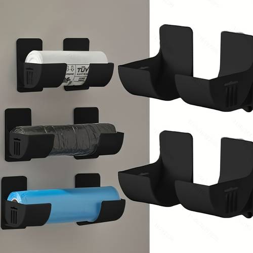 2pcs no drill kitchen no drill shelf multifunctional storage rack cling film trash bag cabinet organizer refrigerator side storage rack umbrella trash rack