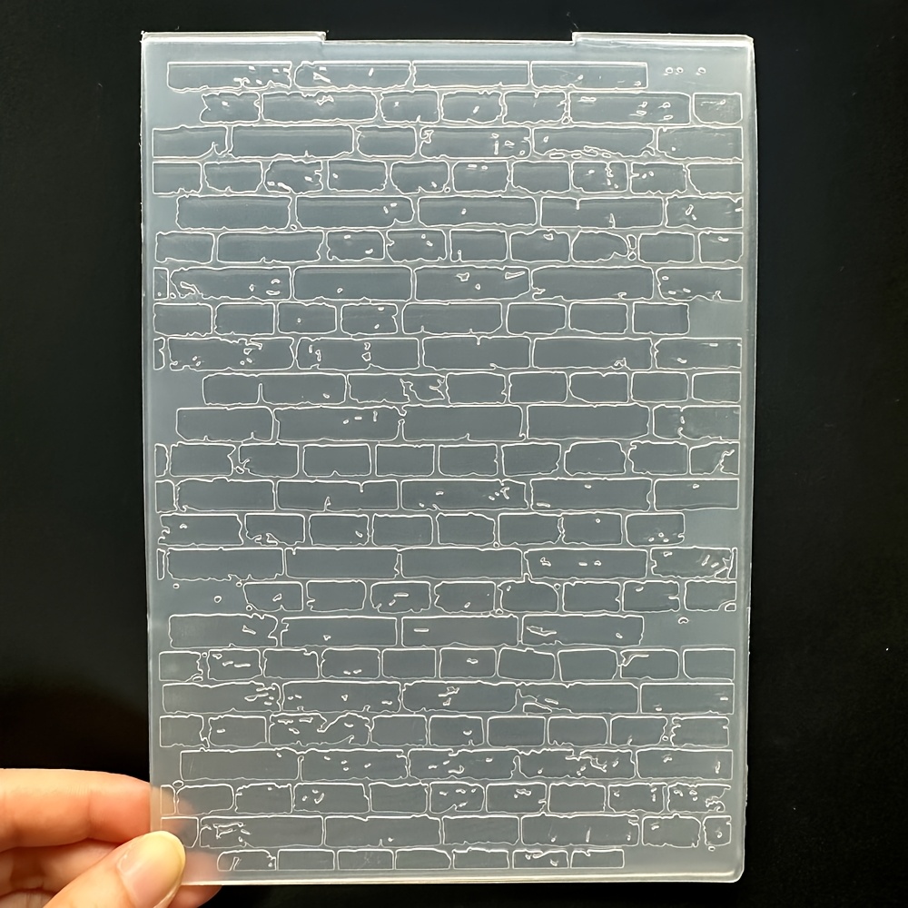 TEMU Christmas Element Brick Wall Card Embossing Folder - 3d Raised Embossing Template, Plastic Embossing Template Perfect For Occasions And For
