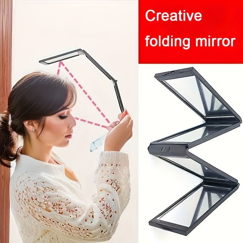 

1pc Coastal Theme Foldable Makeup Mirror - Multi-angle Handheld Design, Dresser Mount, Polished Glass Surface, Plastic Frame, Unscented, No Battery Required