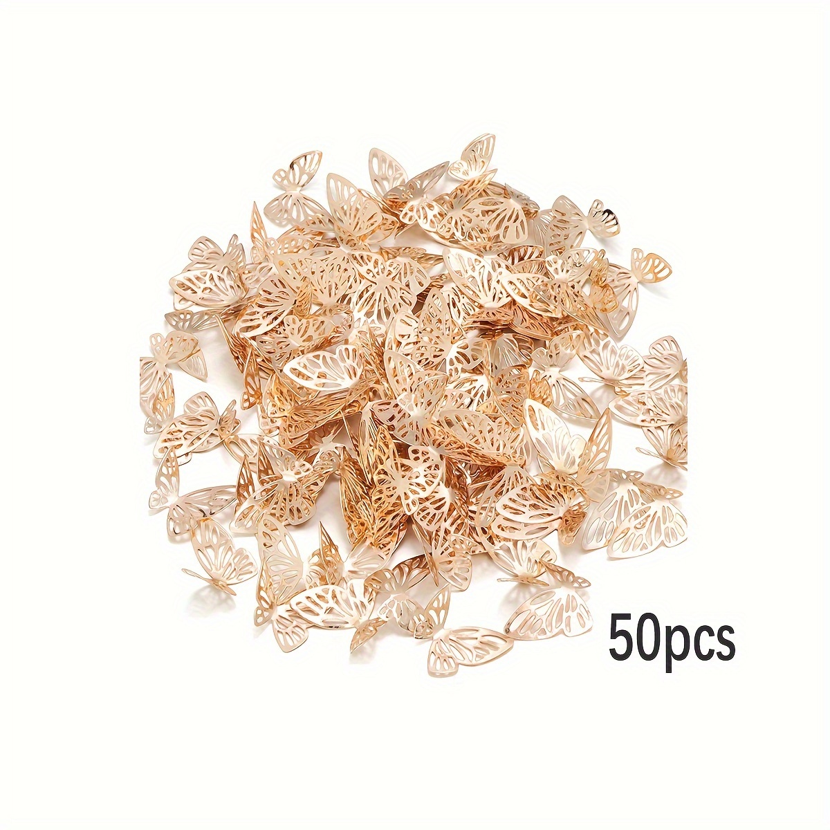 50pcs Iron Hollow Three-dimensional Home Decoration Handmade Jewelry Hairpin Pendant Additions