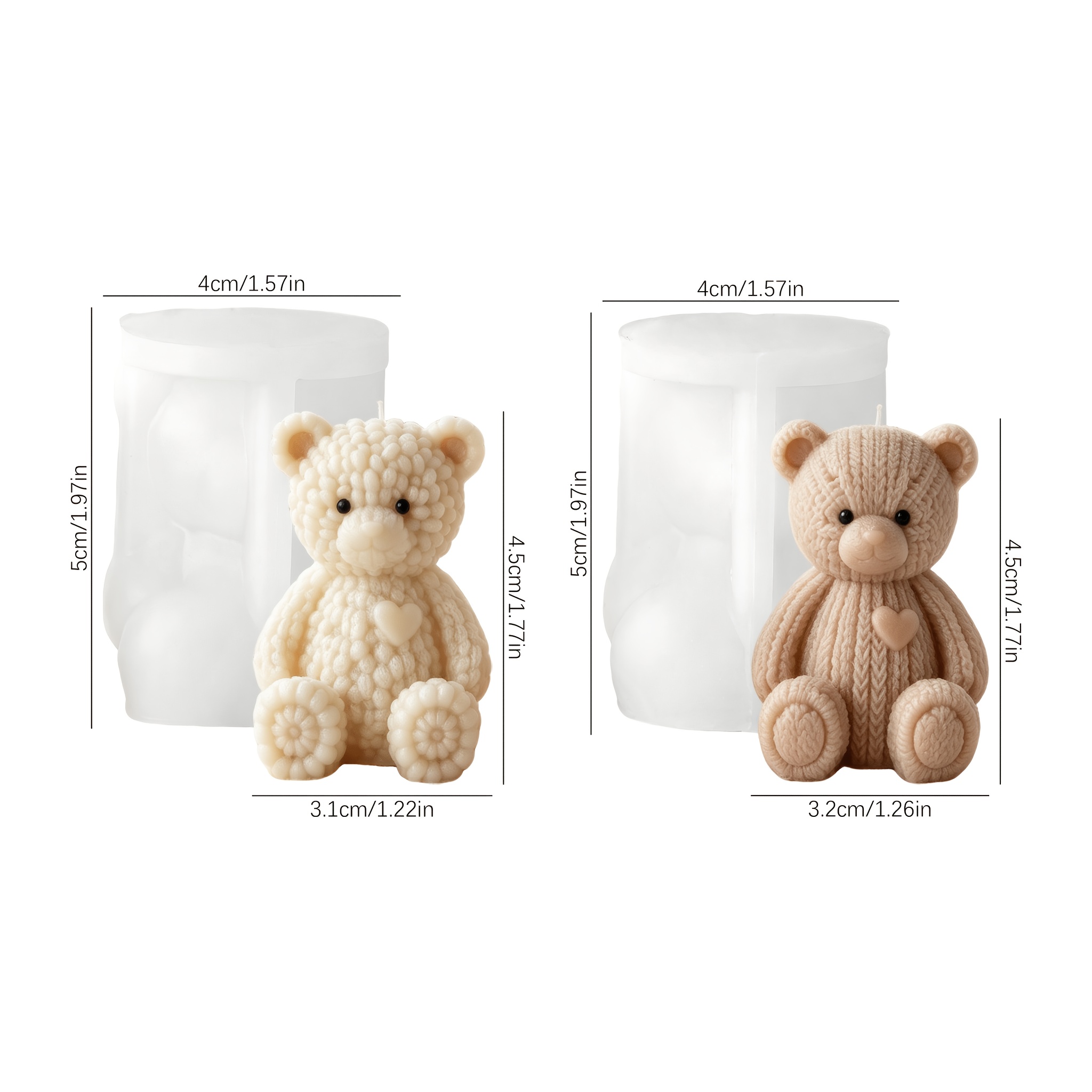 TEMU Stampo in silicone per candele profumate 3D Orsetto, stampo decorativo per resina e gesso a forma di orsetto , stampo per di candele, stampo