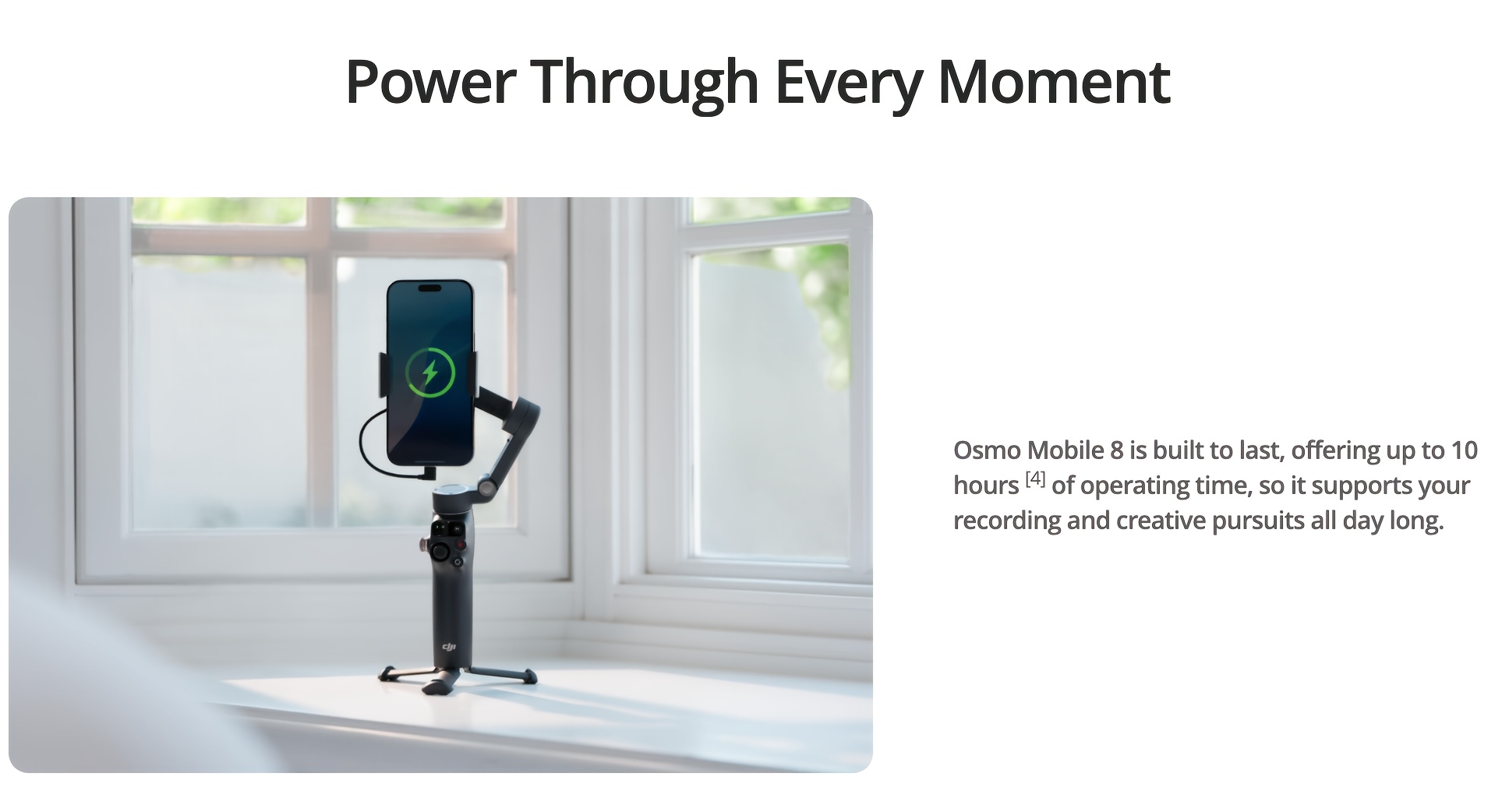 DJI Osmo Mobile 8 Standard Set | Device Only, Direct Phone Connection, Ultra-Comfortable Grip, Low Angle Shots, Built-in Extension Rod and Tripod, 3-Axis Gimbal Stabilization, USB Charging, Wireless, Ideal for Live Streaming, Vlogging, Recording