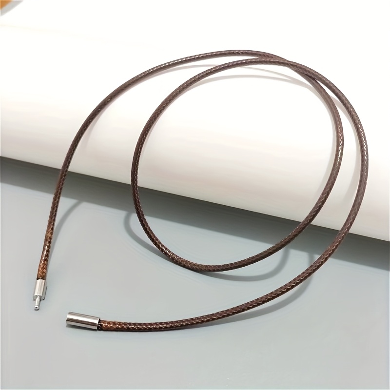 TEMU 1 High-quality Brown Pu Waxed Rope Necklace With A Thickness Of 2.6mm, Featuring A Simple And Stylish Plug-, With Lengths Of