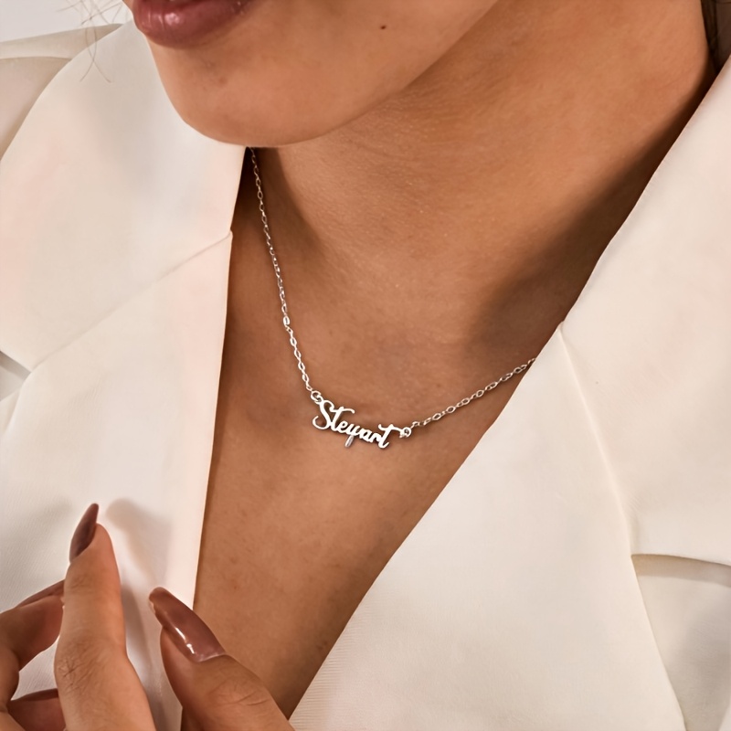 TEMU 304l Stainless Steel Custom Name Necklace, Personalized Signature Women's Necklace, Custom Elegant Name Golden Necklace, Exquisite Handwritten