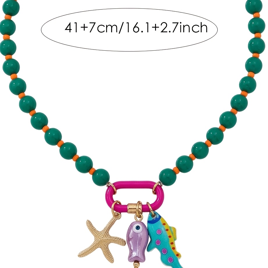 Summer Ocean Style Seashell Colorful Bead Necklace
