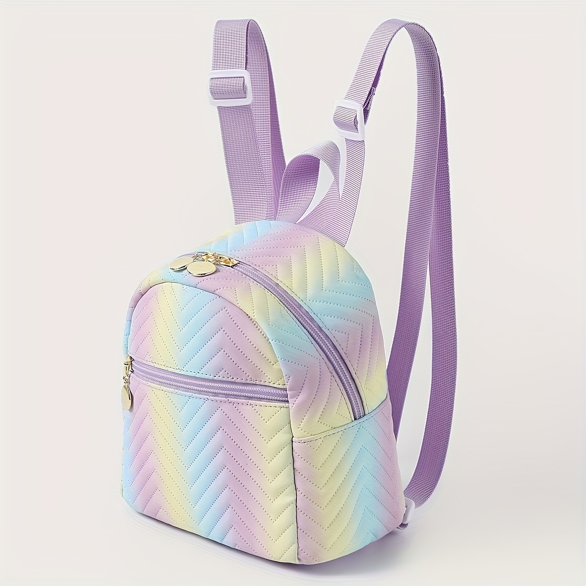 Cute Color Striped Mini Backpack, Women's Casual Travel Commuter Bag