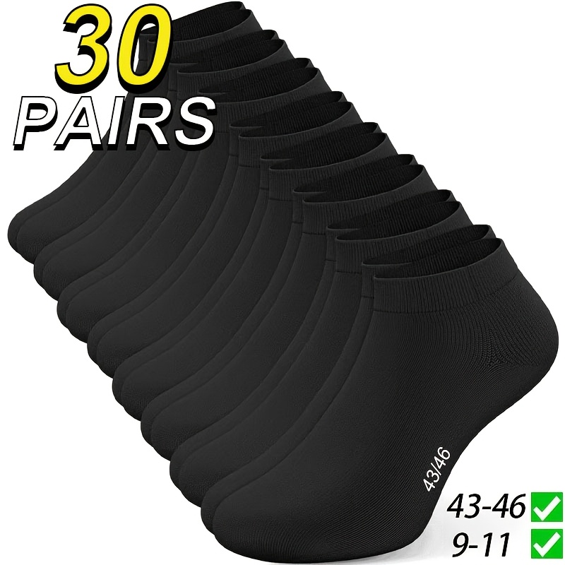Image of 30 Pairs Of Breathable Men' Socks - Polyester Blend, Suitable For Wear With Stylish Color Blocks - Perfect For Spring/summer Cross-border, Plus Size 43-46, Us Sizes 9-11