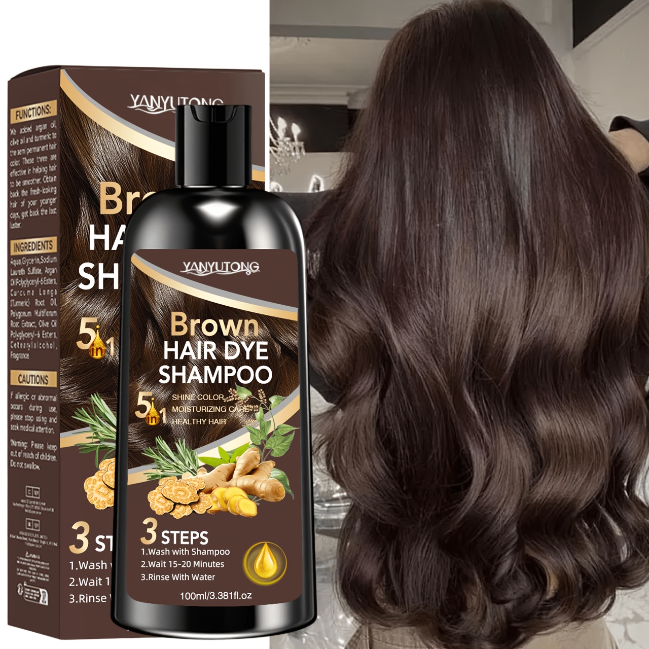Natural Hair Dye Shampoo For Moisturizing Care, Natural Hair Color That Lasts Without Fading, Vibrant Hues, . In 3 : Black, , And Dark Brown. Locks In The Color And Prevents Fading.