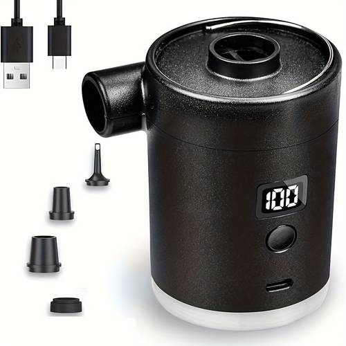 1pc portable wireless electric air pump for outdoor camping for inflating and deflating air mattresses inflatable sofas swimming pools and 3600mah with lighting function