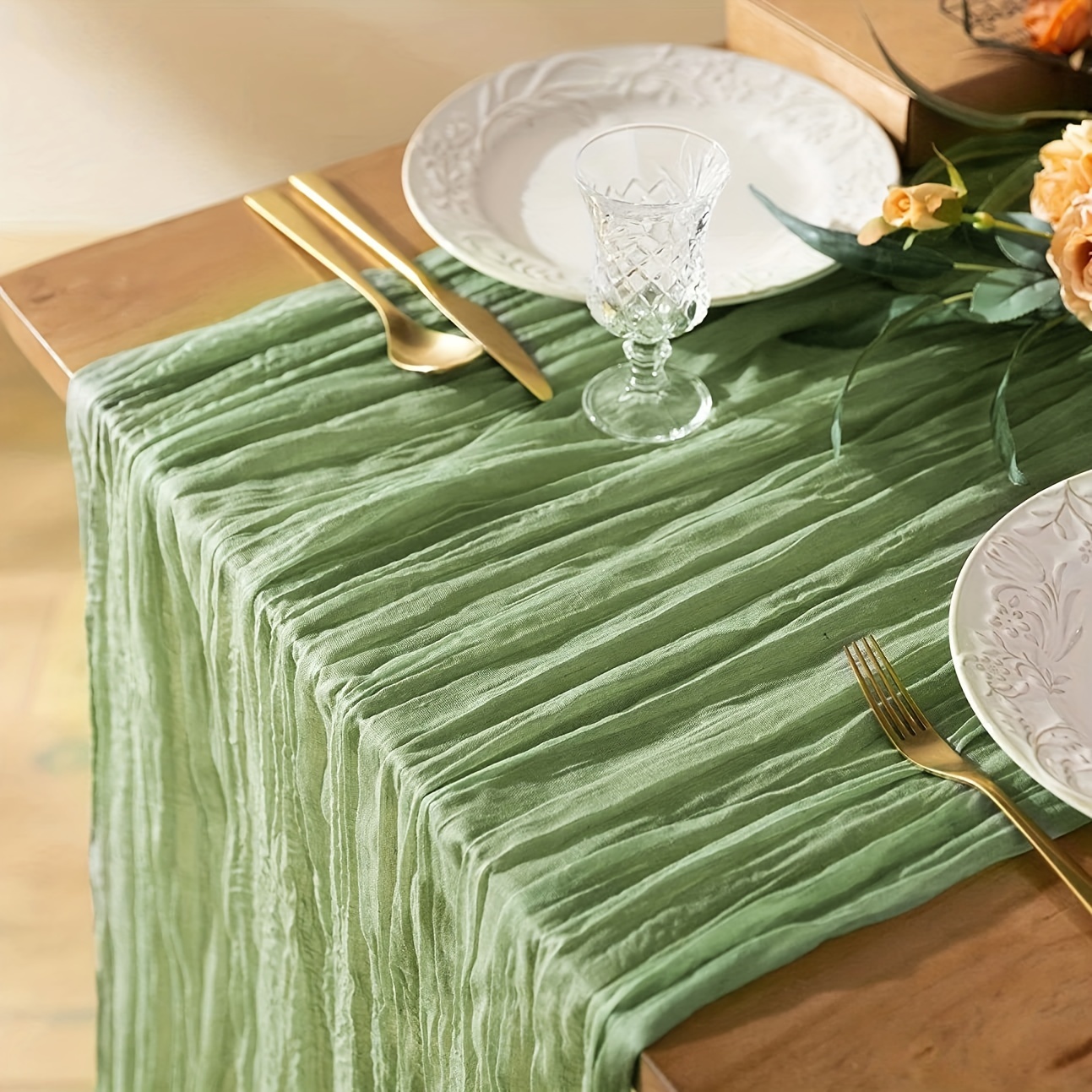 Compre Semi-Sheer Gauze Table Runner Sálvia Cheesecloth Table Setting  Jantar Vintage Festa de Casamento Banquetes de Natal Arcos Decoração do  Bolo