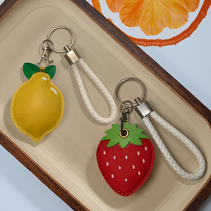 1pc/2pcs Strawberry Lemon Keychain Creative Cute Keychain Pendant Bag Ornament