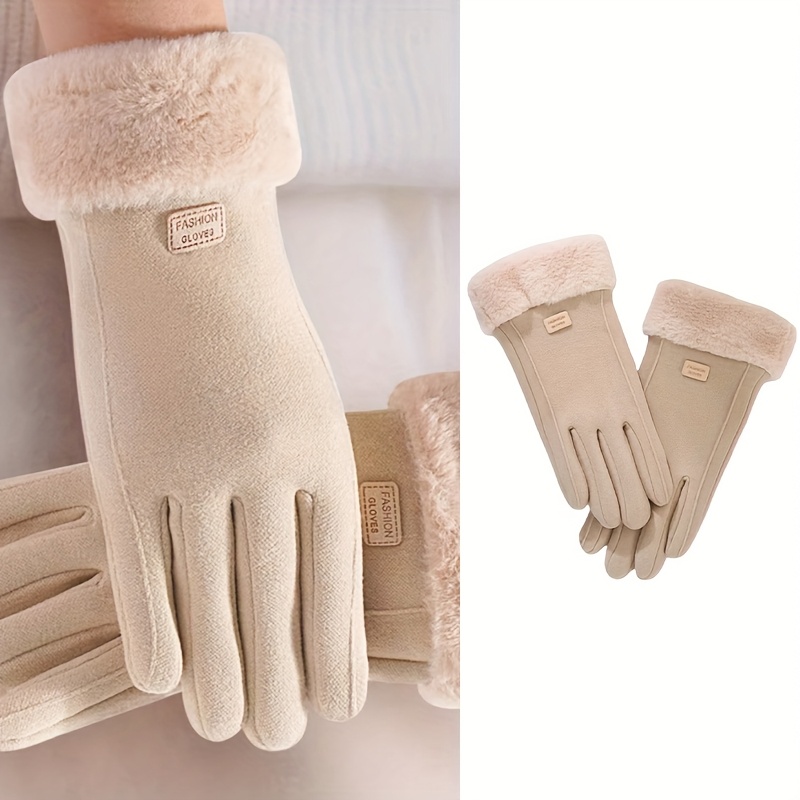 TEMU Women's Outdoor Warm Gloves For Autumn And Winter, Thickened, Warm, Available In 4 Colors, With Touch Screen Function, Suitable For Casual Going
