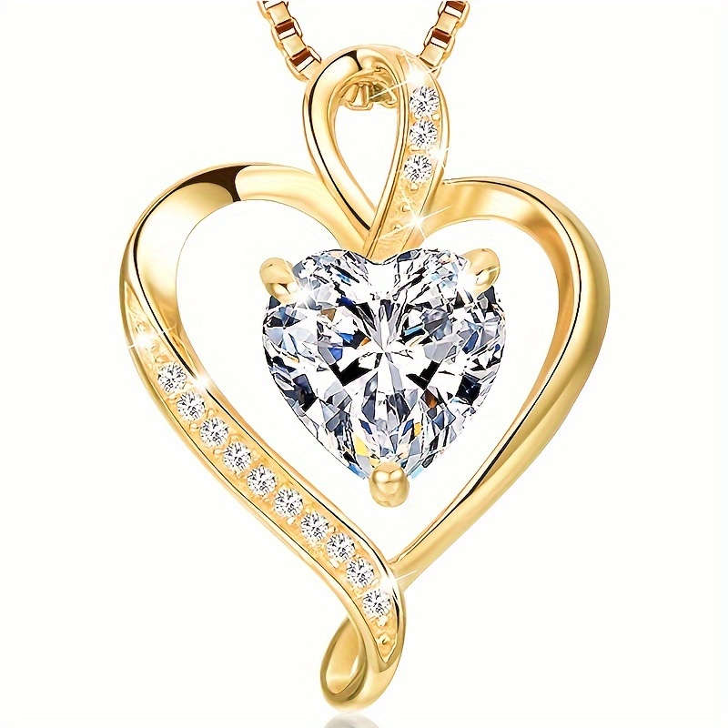

Elegant Heart-shaped Pendant Necklace With 3-prong Set Cubic Zirconia Design, Simple Fashion Jewelry For Women, Engagement Wedding Party Gifts For Women, Beautiful Present For Loved 1