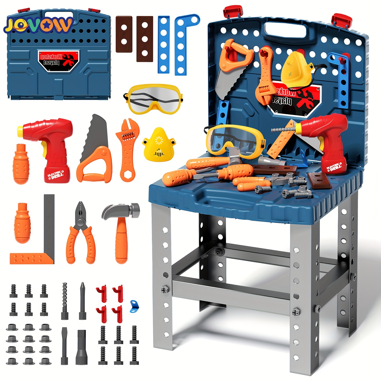 

Jovow, Children's Tool Set, Puzzle Building Repair Tool Table Toy, Role-playing, Pretending To Be Playing, Simulating Screw And Drill Disassembly And , Christmas Gift, Without Battery